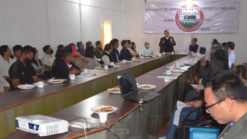 Tuensang DPDB meeting held at DC’s conference hall, Tuensang on April 8.  (DIPR Photo)